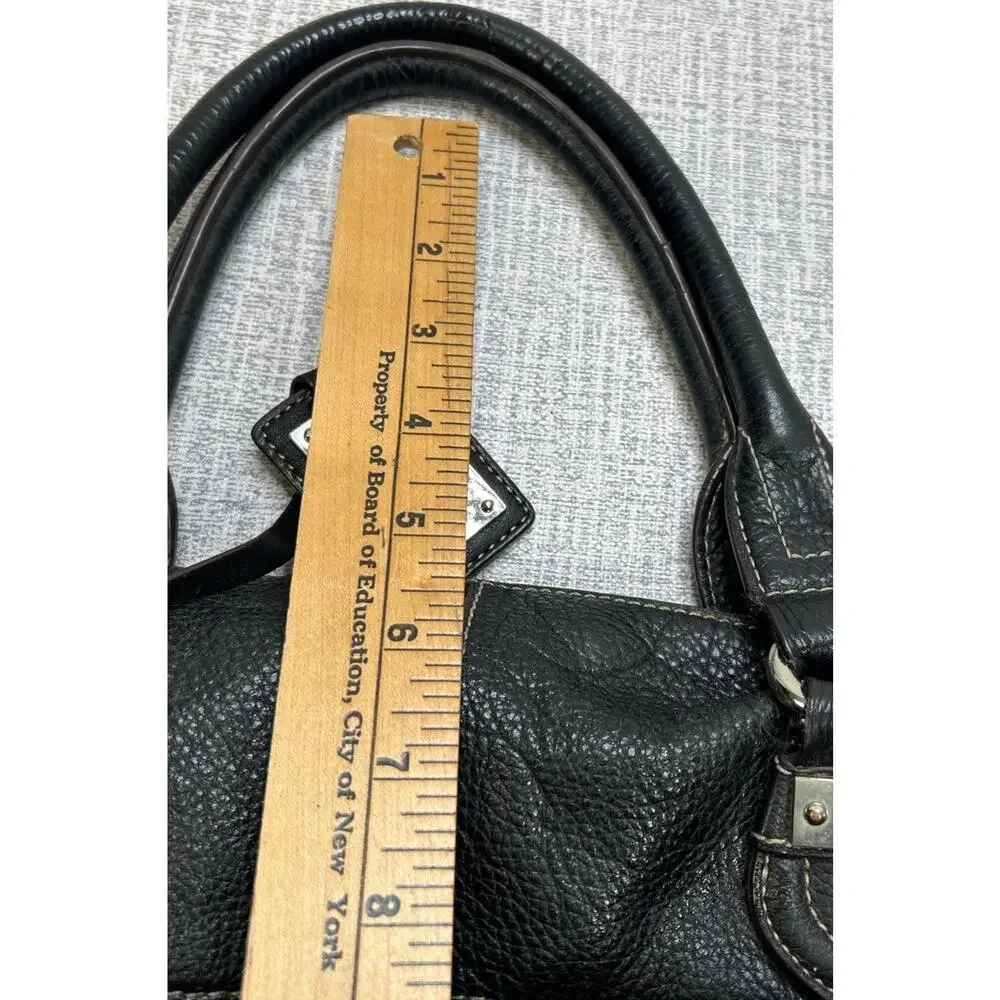 Y2K Tignanello Shoulder Bag Black Pebbled Leather Double Handle Crossbody Strap